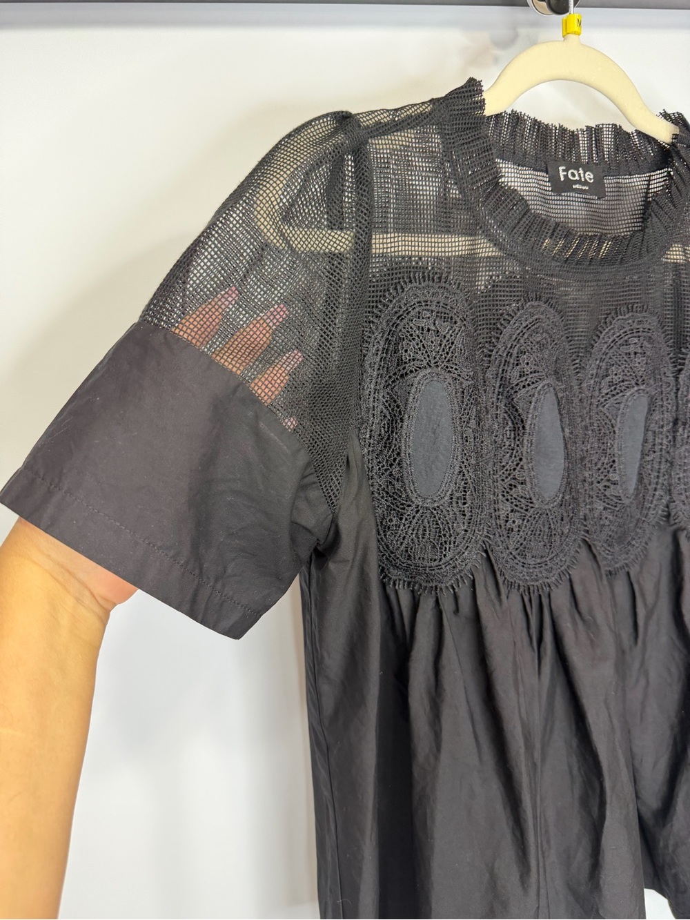 Fate Black Lace Mesh Babydoll Top Size Medium - Picture 5 of 11
